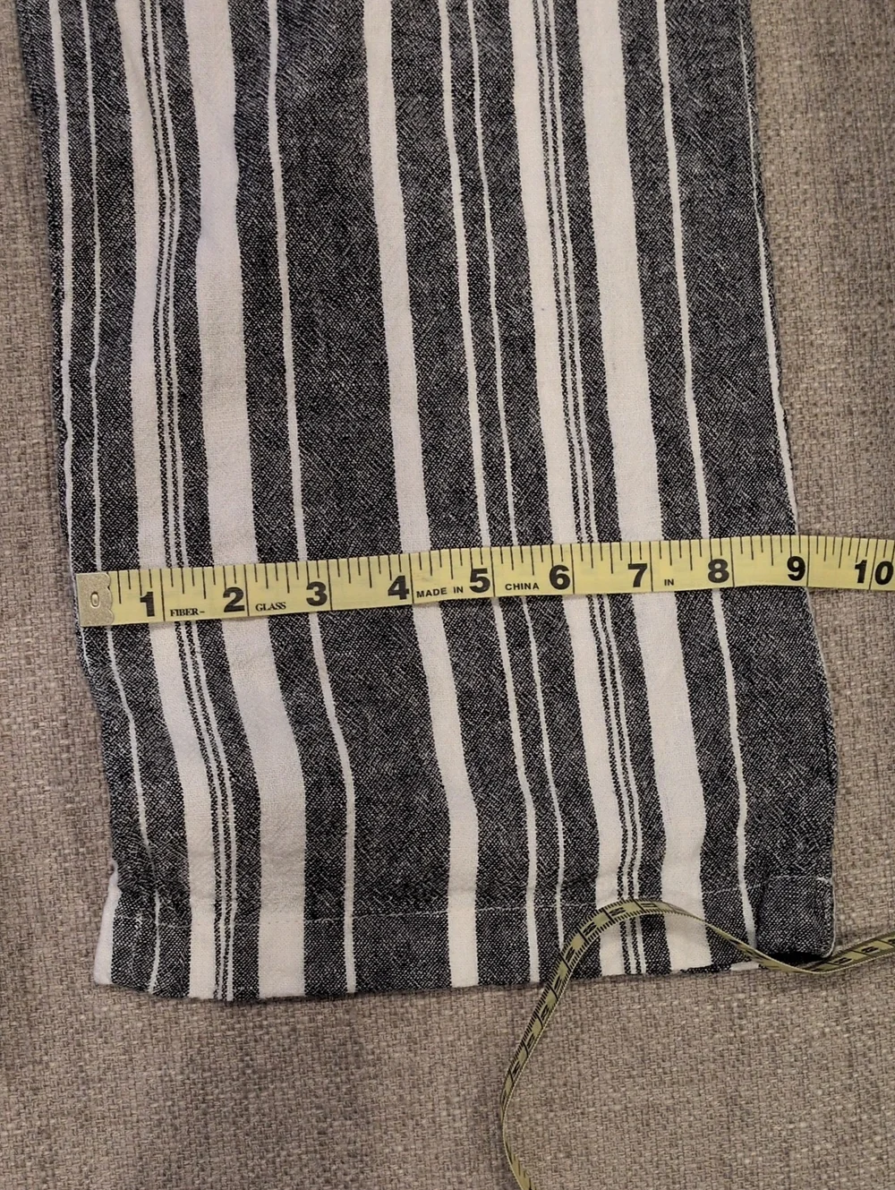 Ellen Tracy Charcy Gray & White Vertical Stripe Linen Blend Pant Large - Picture 9 of 11